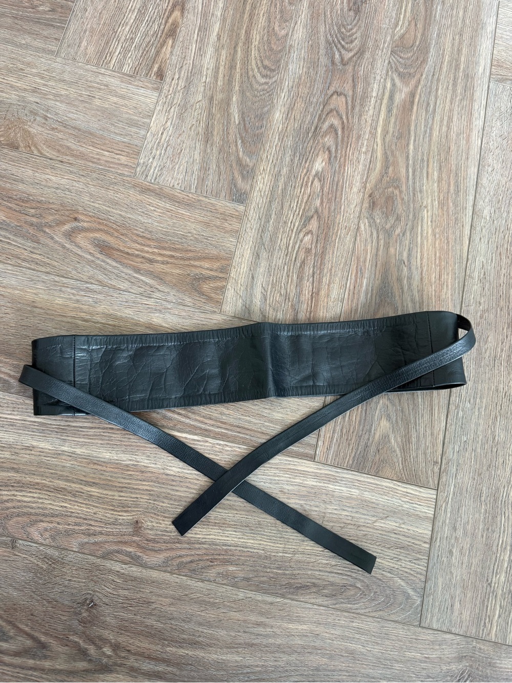 Rudsak Black Leather Obi Waist Belt - 82 inches long